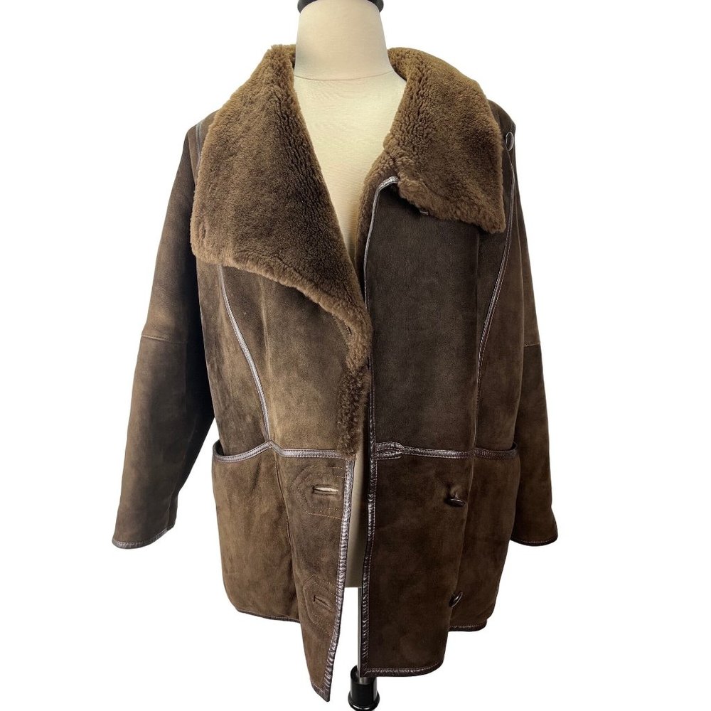 Vintage European Lambskin Leather Shearling Jacket/Coat, Women's Size X Large